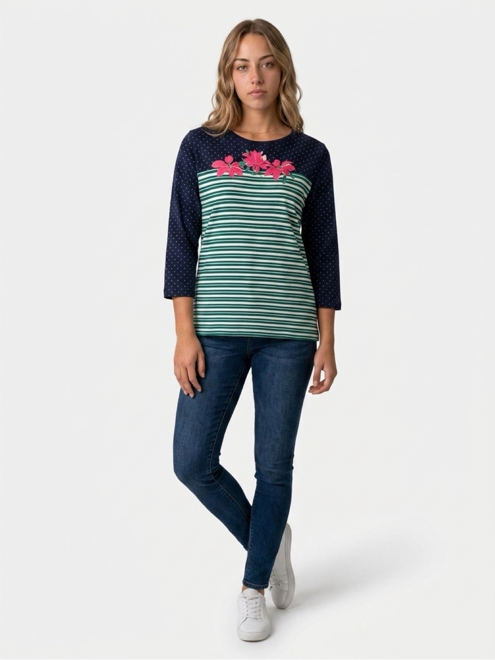 Kim Rogers Women's 3/4 Sleeve Floral Graphic Top Multicolor Size 1X